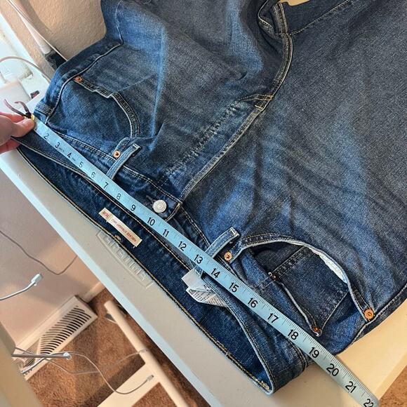 Levi's Blue Cotton Button Fly Cropped Ribcage Straight Ankle Jeans Size 16W - Picture 12 of 15